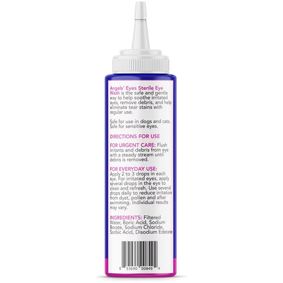 Bottle of Angel Eyes Sterile Eye Wash with label on a white background