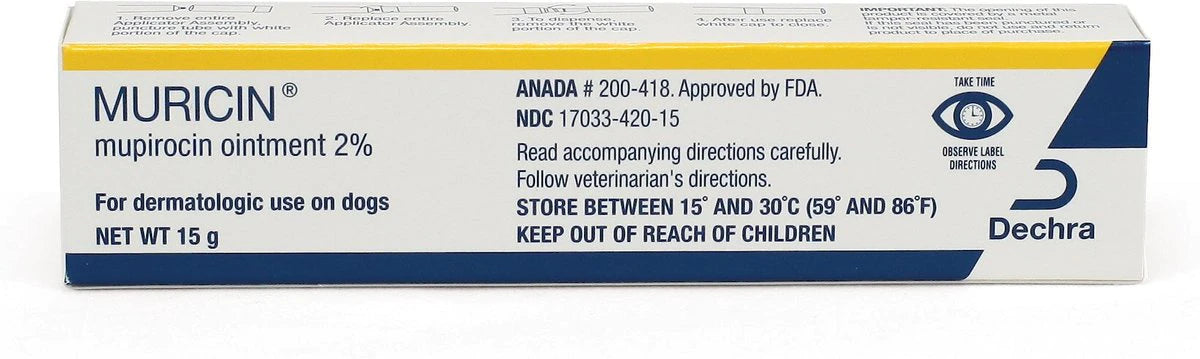 Muricin (mupirocin) Ointment for Dogs, 2%, 15-gm