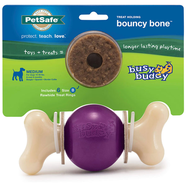 Petsafe Busy Buddy Bouncy Bone Treat Dispenser Dog Chew Toy Medium