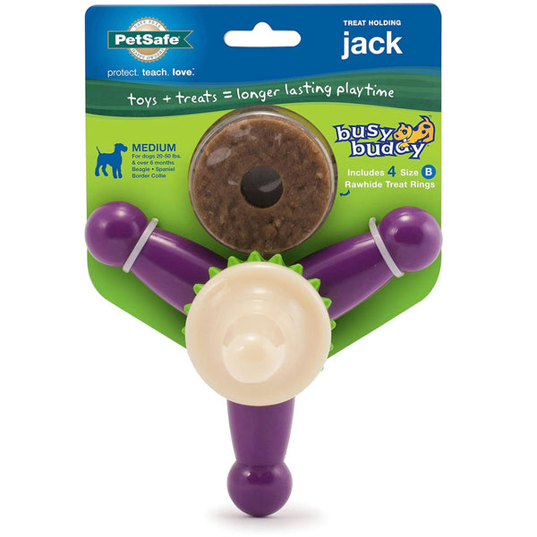 Petsafe Busy Buddy Jack Treat Dispenser Dog Chew Toy, Purple/White medium