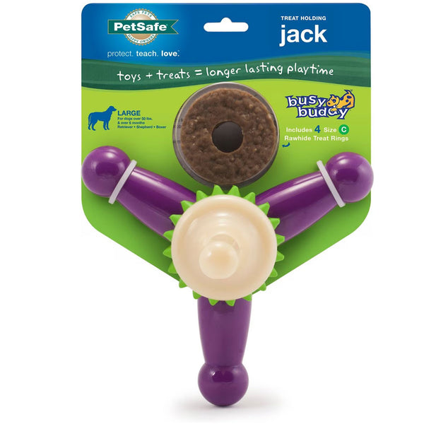 Petsafe Busy Buddy Jack Treat Dispenser Dog Chew Toy, Purple/White large