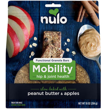 Nulo Functional Granola Bar Mobility Hip & Joint Health Dog Treats Peanut Butter & Apples, 10-oz