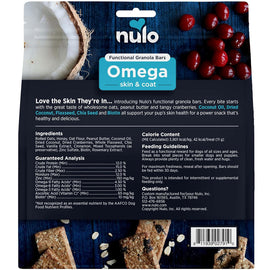 Nulo functional granola bars packaging with ingredients and nutritional information.