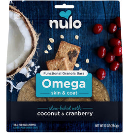 Nulo Functional Granola Bar Omega Skin & Coat Dog Treats Coconut & Cranberry, 10-oz
