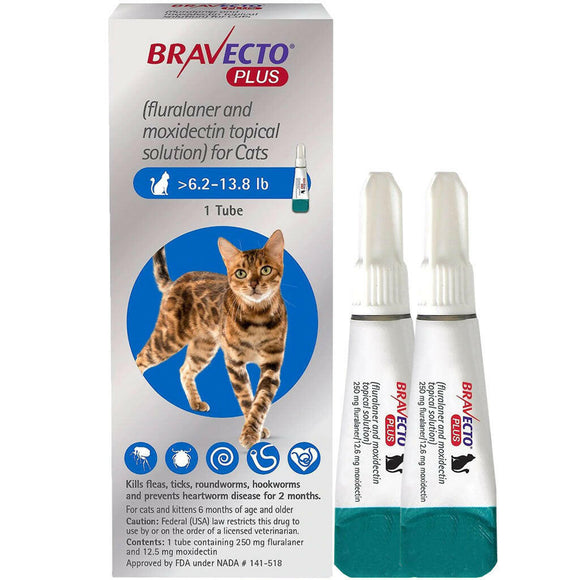 Bravecto Plus Topical Solution for Medium Cats 6.2-13.8 lbs