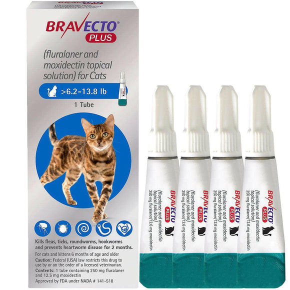 Bravecto Plus Topical Solution for Medium Cats 6.2-13.8 lbs