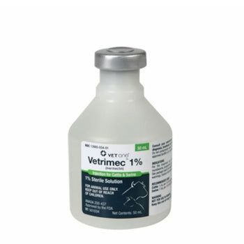 Vetrimec (Ivermectin) 1% Sterile Solution Injection for Cattle and Swine, 50-ml