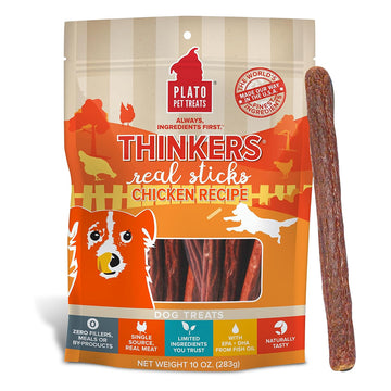 Plato Thinkes Real Chicken Recipe Sticks Dog Treats, 18-oz