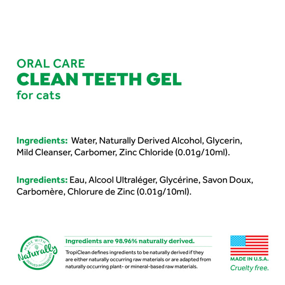 TropiClean Fresh Breath No Brushing Clean Teeth Dental & Oral Care Gel for Cats (2-oz)