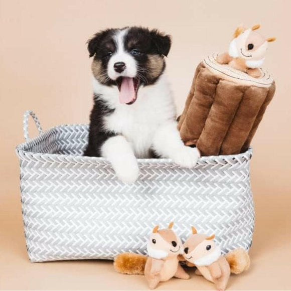 Zippy Paws Burrow Chipmunks 'n Log - Interactive Log Toy For Dog