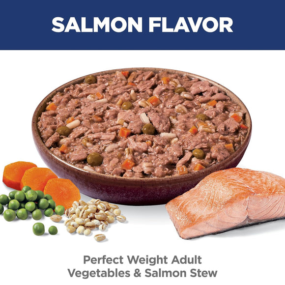 Hill's Science Diet Adult Perfect Weight Vegetables & Salmon Stew Wet Dog Food (2.8 oz x 24 pouches)