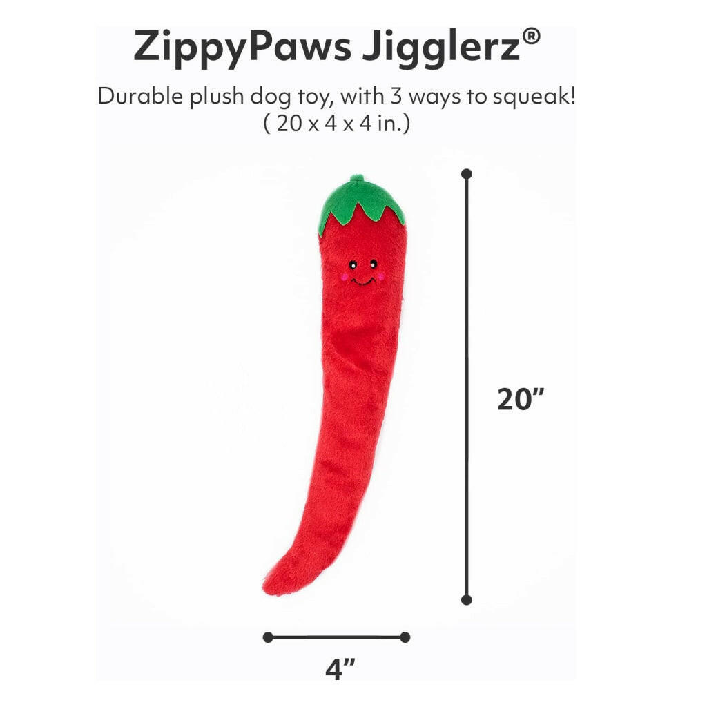 Zippy Paws Zippy Jigglerz Pepper Squeaky Plush Tug Toy For Dog