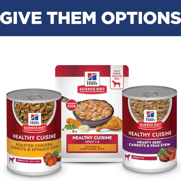 Hill's Science Diet Adult Healthy Cuisine Chicken & Vegetables Stew Wet Dog Food (2.8 oz x 24 pouches)