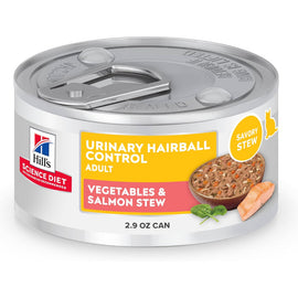 Hill's Science Diet Adult Urinary & Hairball Control Vegetables & Salmon Stew Recipe Wet Cat Food (2.9oz x 24 cans)