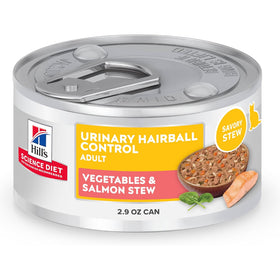 Hill's Science Diet Adult Urinary & Hairball Control Vegetables & Salmon Stew Recipe Wet Cat Food (2.9oz x 24 cans)