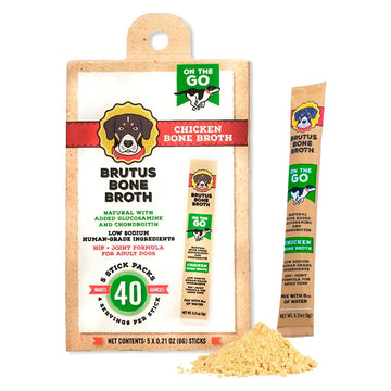 Brutus Broth "On the Go" Instant Chicken Bone Broth Sticks Hip & Joint Formula with Glucosamine for Dogs (5 count)