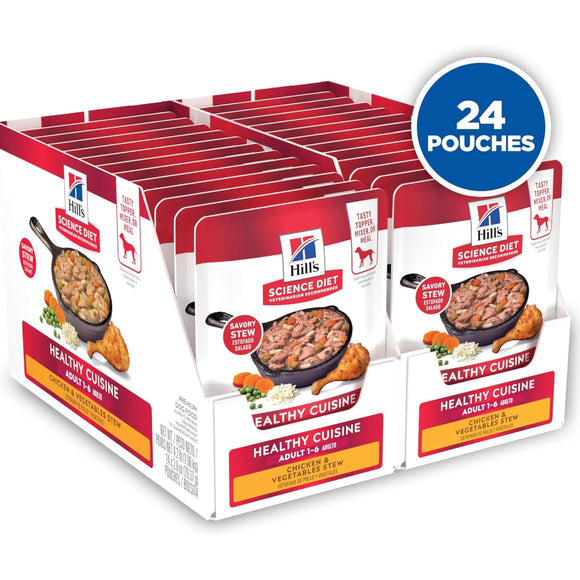 Hill's Science Diet Adult Healthy Cuisine Chicken & Vegetables Stew Wet Dog Food (2.8 oz x 24 pouches)