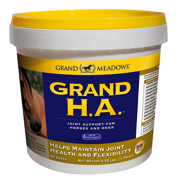 Grand Meadows HA Joint Supplement provides excellent joint support for aging and performing horses.