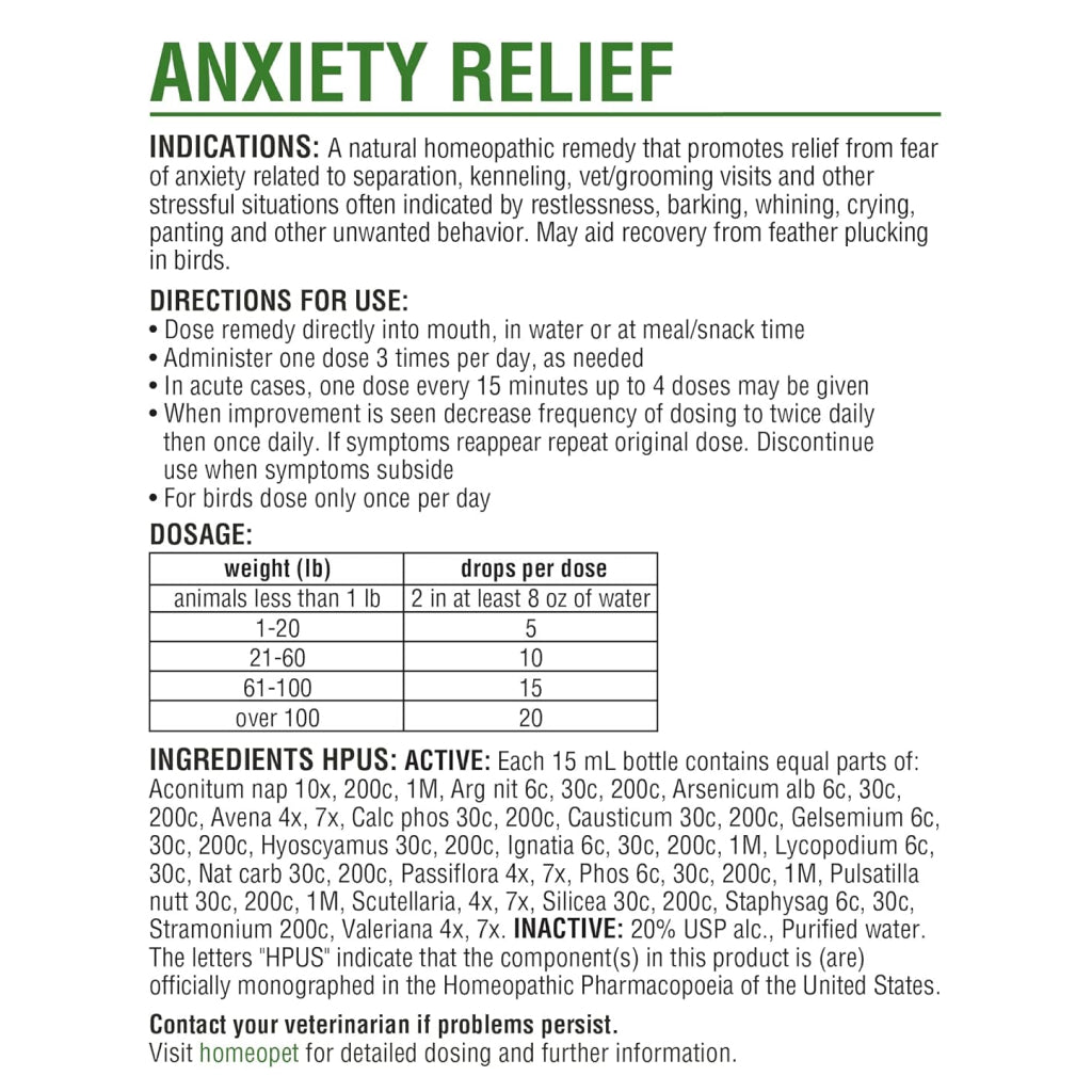 HomeoPet Anxiety Relief For Cats & Dogs (15 ml)