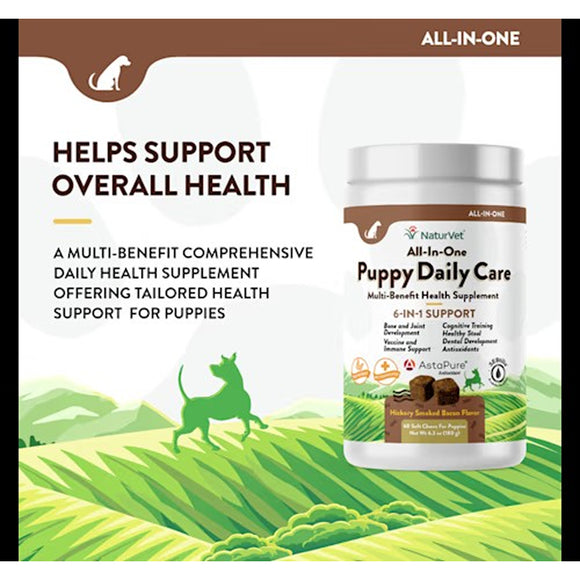 NaturVet Puppy Daily Care Multi-Benefit 6-in-1 Support For Dogs - 60 Soft Chews