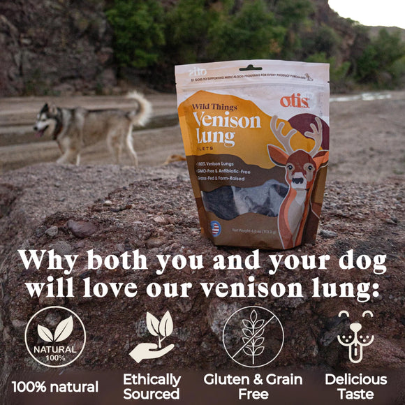 OTIS Wild Things Venison Lung Filets Treats for Dogs (4 oz)