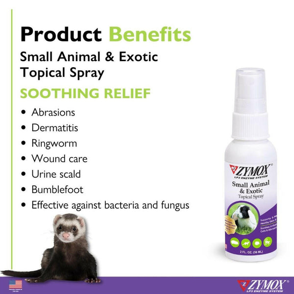 Zymox Small Animal & Exotic Topical Spray w/o Hydrocortisone - 2 oz. bottle