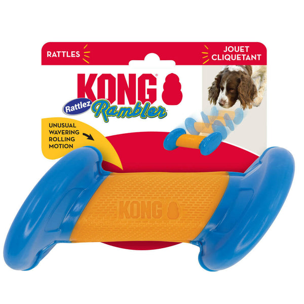 Kong Rambler Rattlez Dumbbell Toy For Dogs -Large (Orange/Blue)