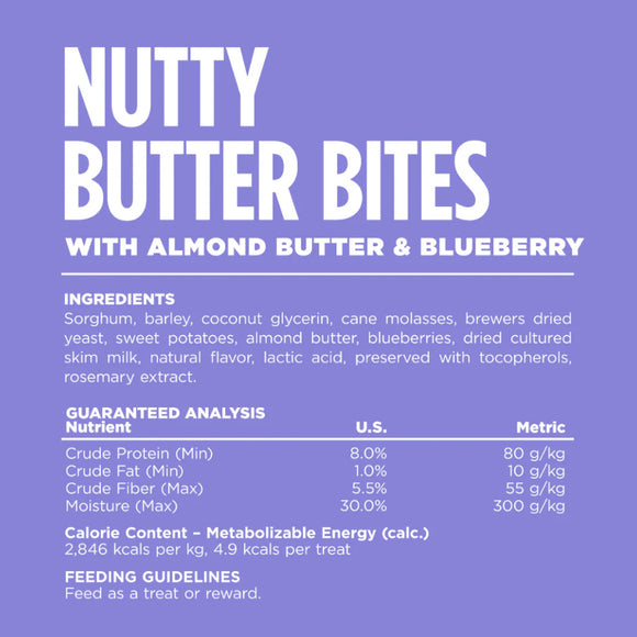 NutriSource Nutty Butter Bites with Almond Butter & Blueberry Soft & Chewy Dogs Treats (6 oz)