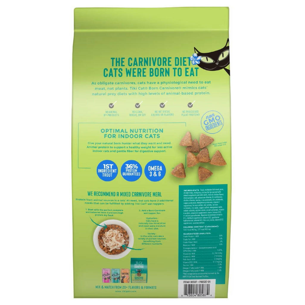 Tiki Cat Born Carnivore Indoor Trout & Menhaden Fish Meal Dry Food For Cats (3 lb)