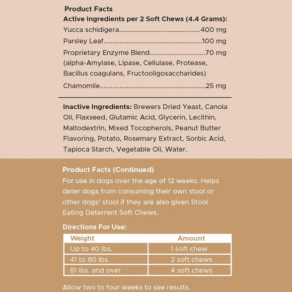 Chew + Heal Stop the Poo Chew Coprophagia Supplement for Dogs- Peanut Butter Flavor (120 Counts)