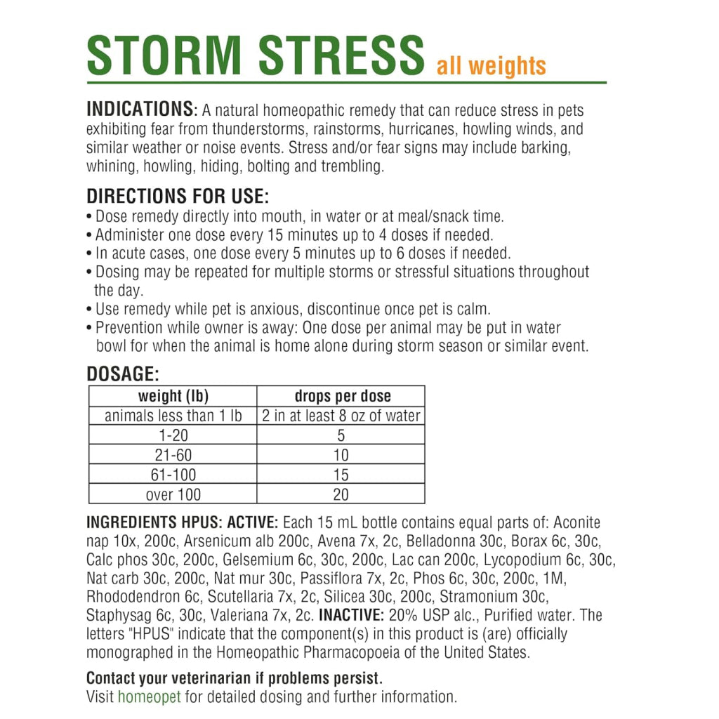 HomeoPet Storm Stress For Pets (15 ml)