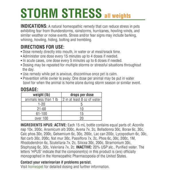 HomeoPet Storm Stress For Pets (15 ml)