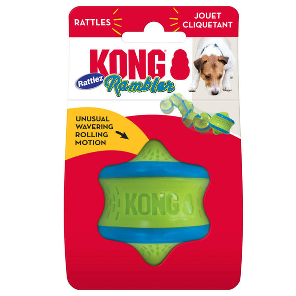 Kong Rambler Rattlez Swirl Ball Toy For Dog - Medium (Blue/Green)