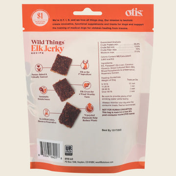 OTIS Wild Things Elk Jerky Treats for Dogs (4 oz)