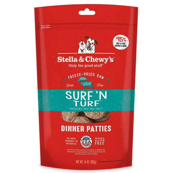 Stella & Chewy's Surf 'N Turf Dinner Patties Freeze-Dried Raw Food for Dogs