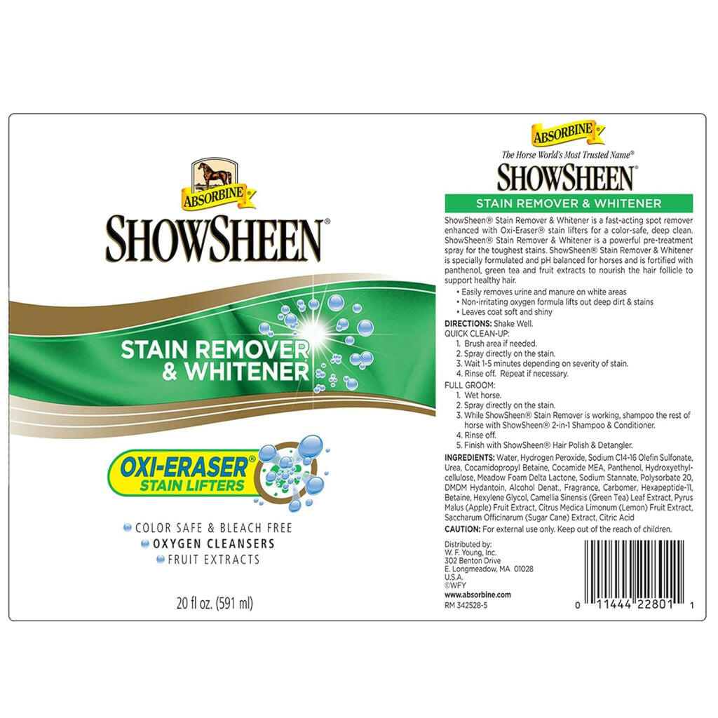 Absorbine Showsheen Stainer Remover & Whitener Spray For Horses (20 oz)