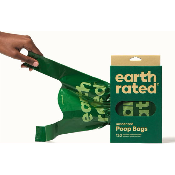 Earth Rated Dog Poop Bags with Handles- Unscented -120 Handle Bags