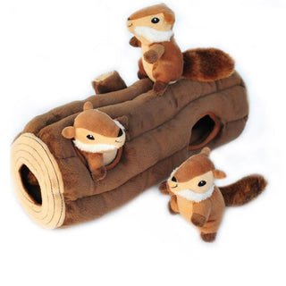 Zippy Paws Burrow Chipmunks 'n Log - Interactive Log Toy For Dog