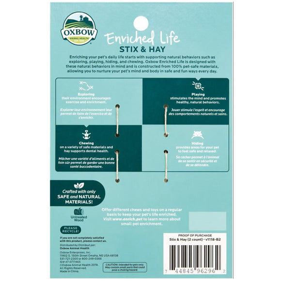 Oxbow Enriched Life Stix & Hay Small Animal Chew Toys