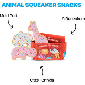 BARK Animal Squeakers Snacks Multi-Part Squeaky Plush Dog Toy- X-Small/Small