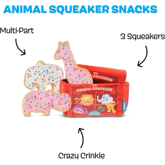 BARK Animal Squeakers Snacks Multi-Part Squeaky Plush Dog Toy- X-Small/Small