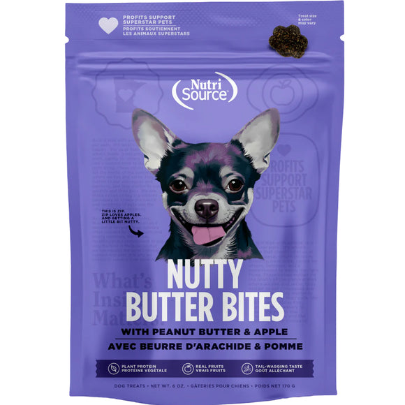 NutriSource Nutty Butter Bites with Peanut Butter & Apple Soft & Chewy Dogs Treats (6 oz)