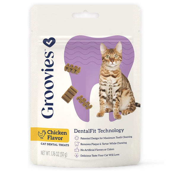 Groovies Chicken Flavor Dental Treats for Cats