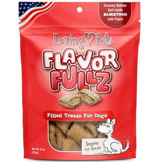 Loving Pets Flavorfullz Filled Bacon Flavor Treats for Dogs -6oz