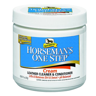 Horseman's One Step is an all-in-one cream that cleans and conditions leather. This formula comes in a 15 oz jar and is perfect for any equine leather needs.