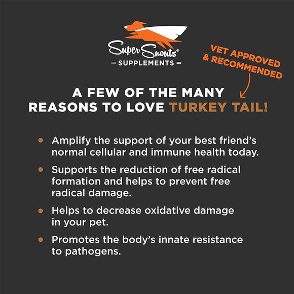 Super Snouts Turkey Tail Mushroom Organic Immune Health Supplement for Dogs & Cats