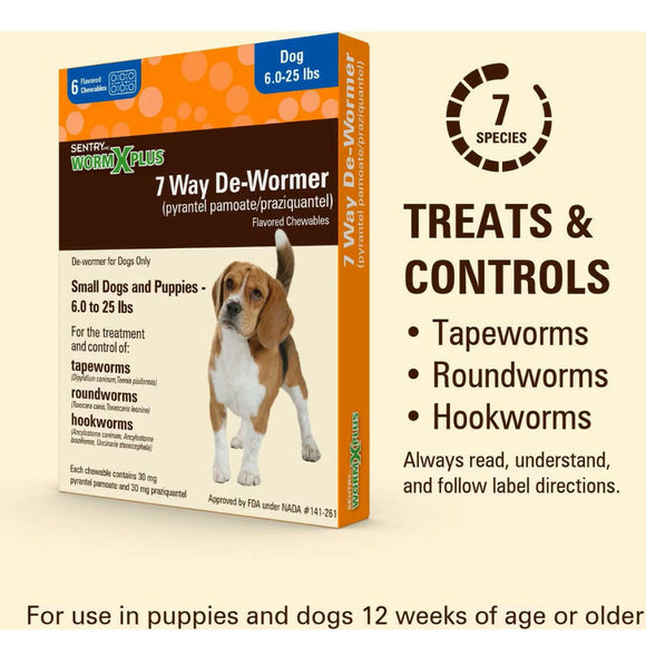 Sentry HC 7 Way De-Wormer for Tapeworms, Roundworms, & Hookworms Small Dogs & Puppies