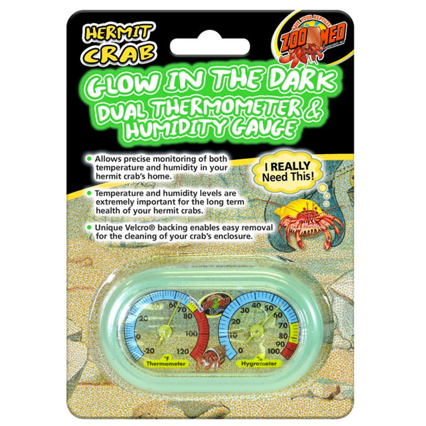 Zoo Med Glow in the Dark Hermit Crab Dual Thermometer & Humidity Gauge