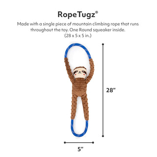 Zippy Paws RopeTugz Sloth Squeaky Plush Toy For Dog (Large)