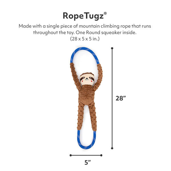 Zippy Paws RopeTugz Sloth Squeaky Plush Toy For Dog (Large)